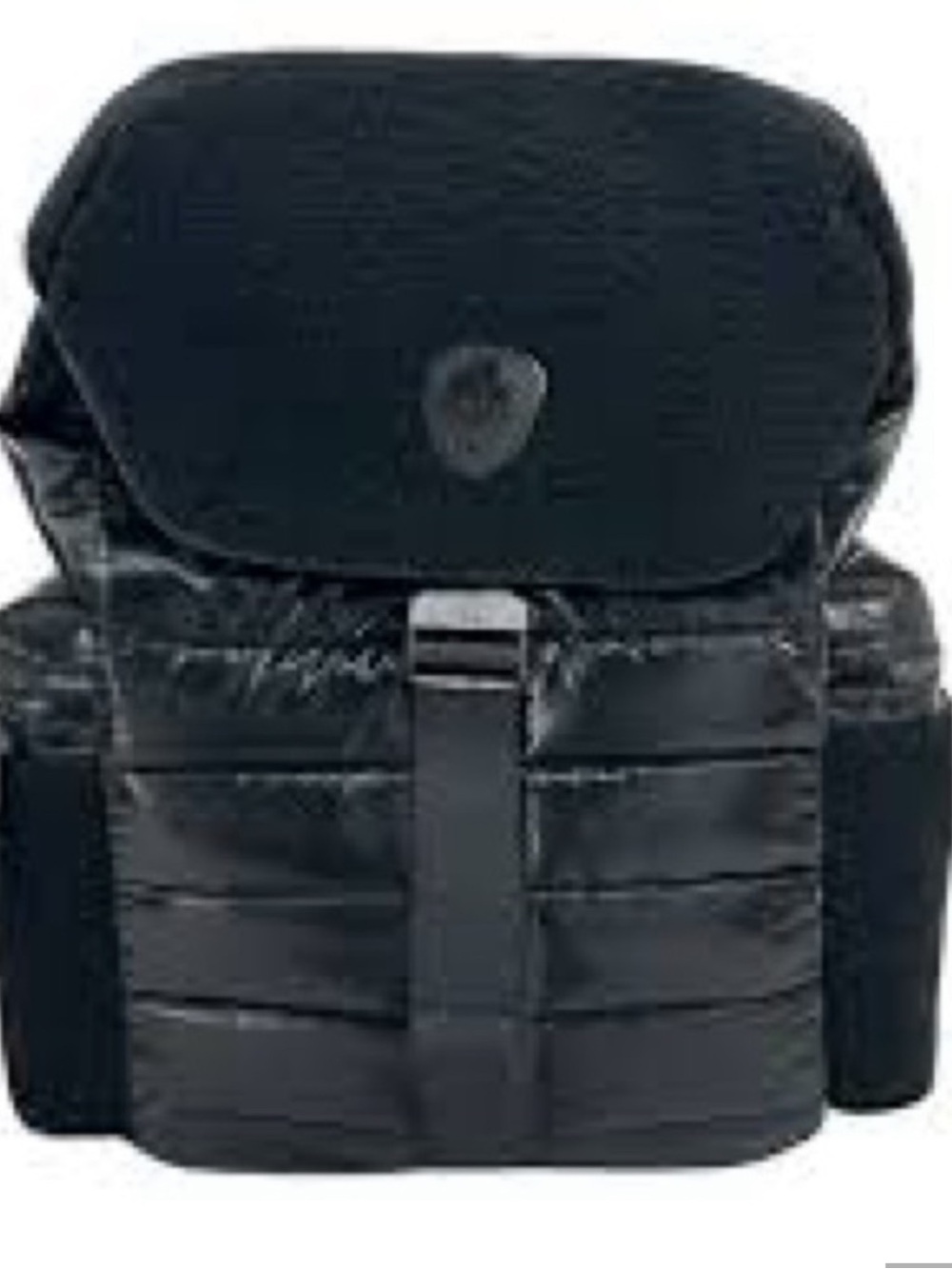 Pajar Glossy Shearling Black Puffer Backpack with Sherpa Trim - Picture 7 of 8